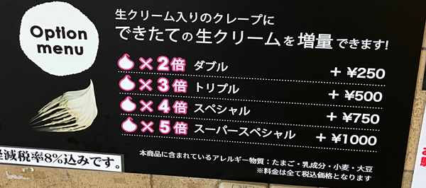 クレープリー・アンジェリーナ軽井沢本店　生クリーム増量